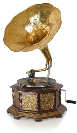 Trichtergrammophon Messing Grammphon Antik Schellackpalle Gramophone Art Deco lup010 Palazzo Exklusiv