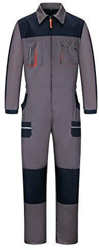 Yukirtiq Men's Work Coverall Mechanics Boilersuit Garage Workwear Overalls Heavy Duty Dungarees Coveralls Boiler Suit, Dark Grey, 3XL