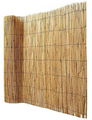 Cañizo de Bambú Pelado para Jardín: Privacidad y Cerramiento Natural, Fácil Instalación y Resistente a la Intemperie, Material Versátil y Resistente a Rayos UVA, Color Madera (1 x 5 Metros)