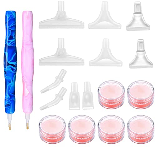 DIY 5D Diamant Painting Stifte Set, Diamant Malerei Zubehör, Diamond Art Painting Stift Zubehör Werkzeuge mit Diamant Malerei Kleber Ton und Ersatz Stiftköpfen