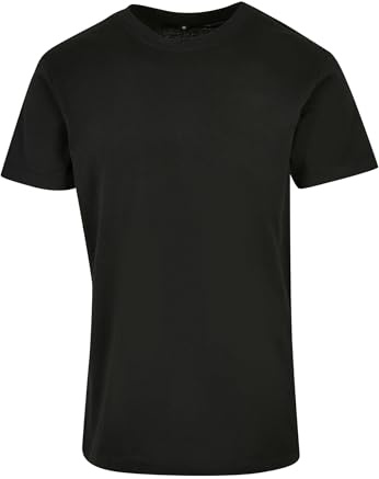 Build Your Brand Herren Basic Round Neck T-Shirt – Baumwollshirt im Regular Fit mit Rundhalsausschnitt & kurzen Ärmeln, vielseitiges Basic für Alltag, Freizeit & Veredelung,Schwarz,XXL