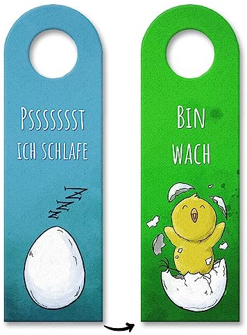 Pssst ich schlafe oder bin wach Türhänger mit süßen Küken im Ei für Baby und Kinderzimmer damit bitte nicht gestört wird und das Baby ungestört schlafen kann Ostern