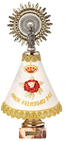 Bordados - Virgen del Pilar con manto. Altura total 40 centímetros (Blanco AFP)