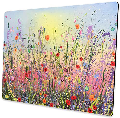 Tapis de souris carré personnalisé pour gaming, bureau, aquarelle et fleur antidérapante en caoutchouc pour ordinateur de bureau et ordinateur portable