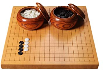 Weiqi Go Game Set Dual-Purpose Board Matching Chess Go Set mit doppelt konvexen Melaminsteinen und Bambusschalen für 2 Spiele