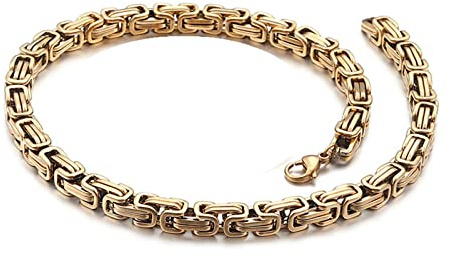 Epinki Edelstahlketten für Herren 60 cm, Byzantine Königskette Gold Halsketten Edelstahl Vintage Breit 6MM Metallketten Punk für Männer