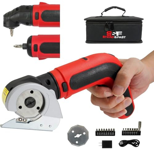 S&F STEAD & FAST - Cortador eléctrico de caja de 4 V, tijeras eléctricas inalámbricas para cartón, cortador eléctrico con estuche para manualidades, piel, papel