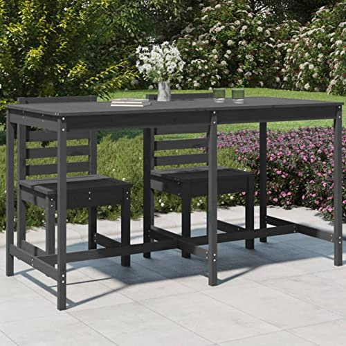 Yolola Trädgårdsbord av trä, trädgård, loungebord, terrassbord, träbord, trädgård, balkongbord, väderbeständigt, balkongmöbler, trä, utomhus, grått, 203,5 x 90 x 110 cm