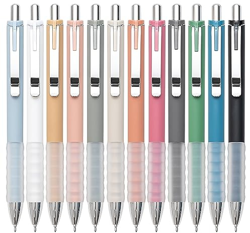 Linbsunne Ballpoint Pens Black Medium Point 1mm Pen with Super Soft Grip Ball Point Pen for Men Women Retractable Pens (silver-12 pcs)
