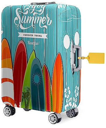FANSU Elastisch Kofferhülle Kofferschutzhülle, Surfen Drucken Reisekoffer Schutzhülle mit Reißverschluss, Elasthan, Waschbar Gepäckabdeckung - 18 bis 32 Zoll (XL(29-32in),Blau)
