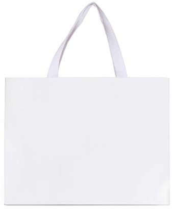 PAPERIST 10 Stk 40x30x14cm (3) Große, Weiße Papier Geschenktaschen mit Baumwollgriffen, dicke, robuste, langlebige, Umweltschonende Papier Tragetaschen
