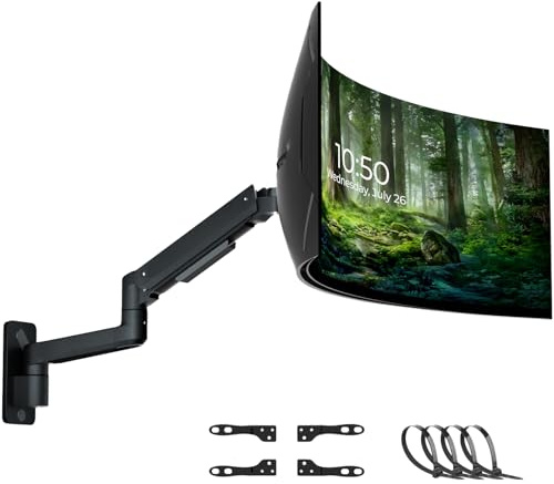 PUTORSEN Prämie 17-49 Zoll Monitor Wandhalterung für 1 Bildschirm, Heavy Duty Monitor Halterung Wand bis zu 20KG, Monitor Arm Wall Mount mit Höhenverstellbar Neigbar Drehbarm VESA 75/100/200mm