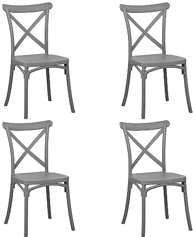 Totò Piccinni Sedia CROSS in POLIPROPILENE design Vintage Croce Impilabile (Grigio, 4)