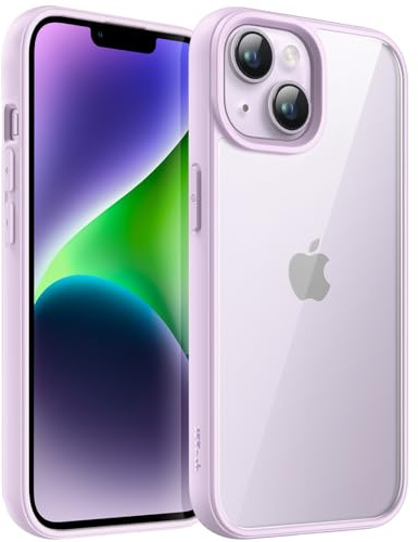 JETech Hülle für iPhone 14, Violett | Einfarbig Matter TPU-Rahmen, Kratzfest, Handyhülle mit Transparenter Rückseite