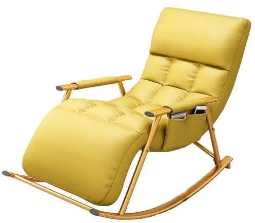 LILLIE Sessel Wohnzimmer,schwingsessel,Sessel Schlafzimmer,lesesessel,schaukelstühle,Relaxsessel mit Armlehne,für Schlafzimmer, Wohnzimmer, Balkon,gepolstert, Metallgestell,orange Farbe (Color : Yell