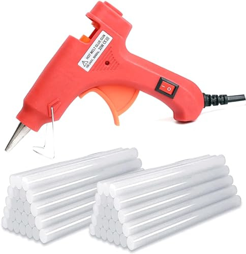 Heißklebepistole, Mini-Klebepistole zum Basteln, 50 Stück Klebestifte, schnelles Aufheizen, für Kinderhandwerk, Weihnachten, DIY, Karten, Kunststoff, Stoff, Heimbüro-Reparatur, rot