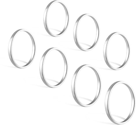 ALEXCRAFT Set Anelli Donna Acciaio Inossidabile 2mm Anelli Sottili Donna Tutte le Dita Anelli Fedine Sottili Impilabili Set Pollice Mezzo Dito 7 9 12 14 17 20 22 24