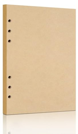 A5-Nachfüllpapier, unliniert, blanko, Kraftpapier, Einlagen für lose Blätter | Nachfüllpapier mit 6 Löchern, 100 g/m², für A5-Ringbuch, Tagebuch, Notizbuch, 80 Blatt (160 Seiten) (Kraftpapier, blanko, A5)