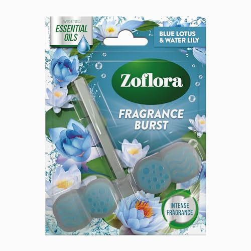 Zoflora Rim Blocks Blue Lotus & Water Lily, 1 x 48g, Continuous Freshness & Odour Control, Long-Lasting Fragrance, Kills 99.9% of Bacteria