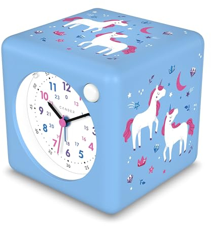 Cander Berlin MNU 1110 E Kinderwecker lautlos Licht Einhorn Snooze Beleuchtung ohne Ticken Mädchen Kinderzimmer