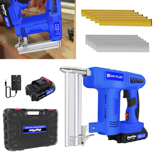Qimu Electric Nail Gun Cordless Staple Gun 2-in-1 Brad Nailer Electric Stapler - 500 Staples & Nails Included - Ideal for DIY, Upholstery, Woodworking, Decorating, Construction Jobs