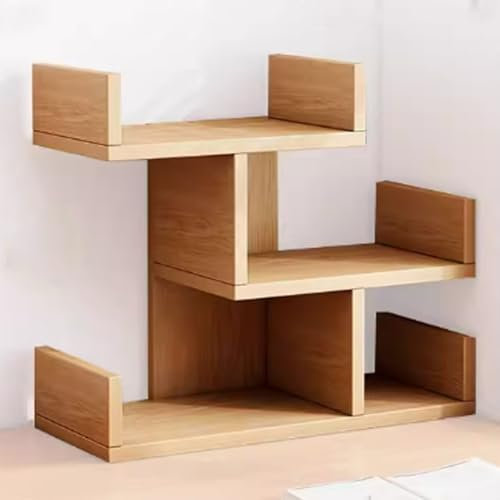 Estante organizador de almacenamiento de escritorio con múltiples rejillas para oficina, decoración del hogar, cocina, estante independiente en color madera (40 cm)