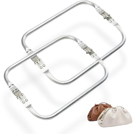 Aluminium Kuss Haken Verschluss Geldbeutel, 2 Stück 1 Größen Metall Interner Drahtrahmen Aluminium Silber Rohrrahmen Tasche Griff Zubehör für DIY Nähen Handwerk Durchmesser 160 * 90mm