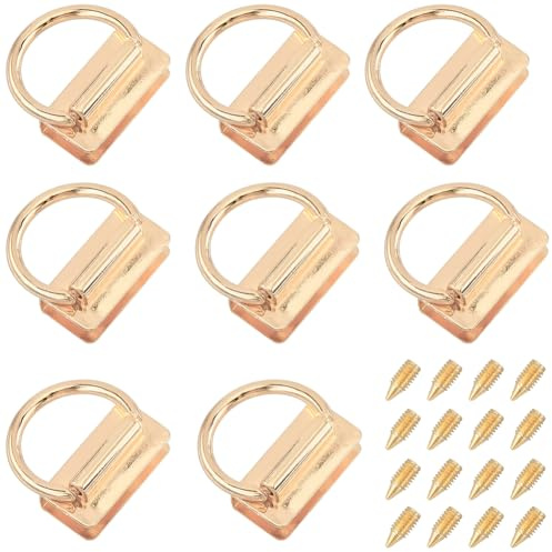 GORGECRAFT 8 Stück Taschenverbinder Aus Metall Goldene Legierung D Ring Brückenaufhänger Seitentaschen Kettenglied Clip Gurt Schlüsselband Haken Verschlussschnalle Mit Schraube Für DIY Lederhandwerk