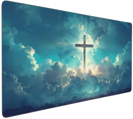 Kreuz Mauspad 1000 x 500 X 4 mm Verlängertes großes Mauspad Schreibtischauflage, genähte Kanten Mauspad, abwaschbar, rutschfeste Gummibasis, Gaming-Mauspad, für Erwachsene, PC, MacBook, Laptop K-814