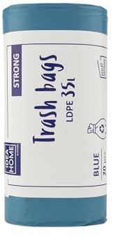 IDEA HOME - 20 bolsas de basura de polietileno de baja densidad (polietileno, 35 L), color azul