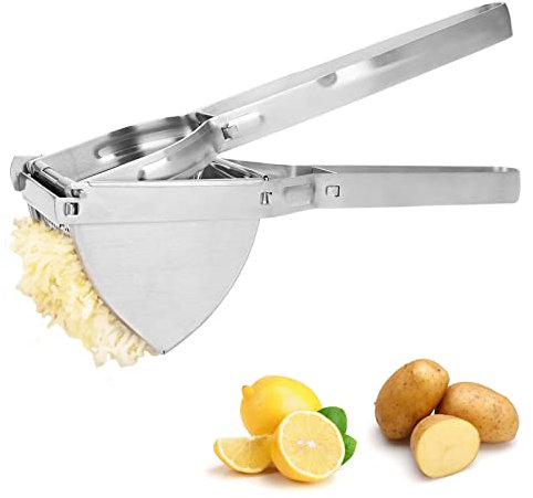ALQSIM Potato Ricer, Stainless Steel Potato Ricer and Masher Commercial Potato Meat Press Chopper Mincer Masher Crusher Helper with Ergonomic Comfort Grip for Home Kitchen, 11.02 x 3.15 x 4.13inch