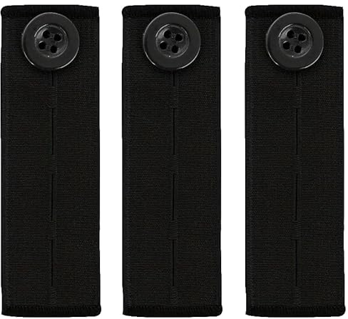 IMAXWAVE 3 Extensores de Botón Elástico para Pantalones - Ajustador de Cintura Ajustable y Alargador de Pretina - Accesorio Ideal para Ampliar la Cintura con Comodidad (3 Piezas) (Negro)