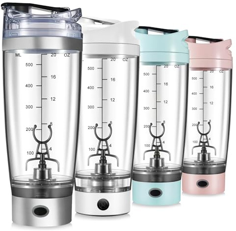 HNCY 600 ml elektrisk shaker, automatisk proteinmixer för perfekt krämiga proteinshakes, BPA-fri tritan shaker, USB-C uppladdningsbar – silver