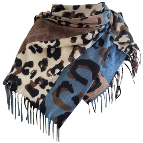 NNGOTD Schal Damen Leopard, weiche flauschige Deckenschal mit Leo Muster, dreieckstuch Winter Halstuch für Frauen Mädchen, Lang Kuschelig Damenschal