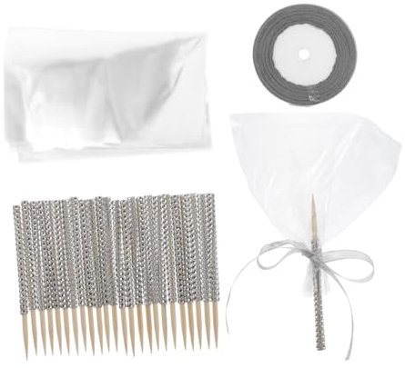 FELTECHELECTR 24pièces Bâtonnets à Bonbons Éclatants avec Rubans Décoratifs Kit pour Fêtes Mariages Et Événements Spéciaux
