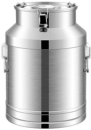Large Capacity Milk Transport Bucket, 201 Stainless Steel Milk Can Wine Pail Bucket Tote Jug Milk Can Canister Milk Pot Bucket with Sealed Lid Heavy Duty Milk Churn Can 14L
