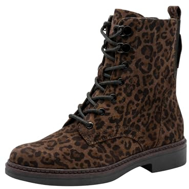 TAMARIS dam komfort spets boot platt halvlång stövel, mörk leopard, 37 EU, Mörk leopard, 37 EU