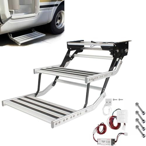 Marchepied électrique automatique pour camping-car, van télescopique antidérapant – 150 kg – Accessoires de caravane de voyage