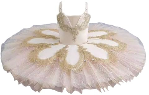 Champagne,140,EFLALYHG Ärmlös balettklänning för flickor Barn Svansjön Danskläder Gymnastikdräkter Tutu-kjol Ballerina scenkostym