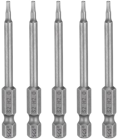 QUARKZMAN 5pz H2,0 Chiavi a Brugola per Punte da Trapano 2mm Punte Metriche Piane 1/4 Attacco Esagonale 75mm (3) Punta Cacciavite Esagonali Magnetico Lungo Industriale per Viti