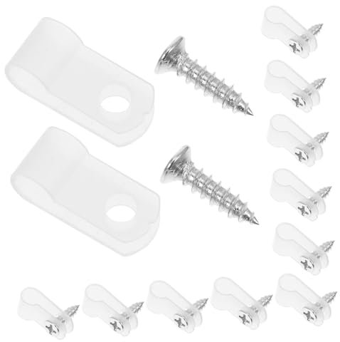 VILLCASE 100piezas Clips De Montaje Para Luces De Cuerda De Abrazaderas Para Cables Blancas Cable De Montaje Expuesto Abrazaderas Para Luces De Cadena De Interior Con Tornillos De Acero
