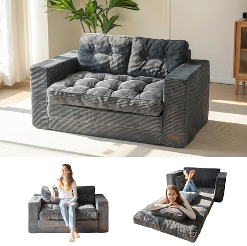 MAXYOYO Canapé-lit Convertible, Matelas Pliable Adulte Convertible Canapé-lit avec 2 Oreillers, Lit d'Appoint Surface de Couchage 101x196CM, Canapé pour Salon, Chambre à Coucher