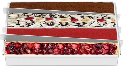 RHAIQBVC Nonstick Battenberg Cake Pan 9.84×6.22 inches Aluminum Alloy Rectangular Cake Baking Tin with 3 Removable Dividers for Home Kitchen Food Baking