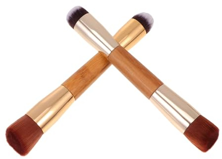 WOONEKY 2pcs Dual Ended Cosmetics Brush Makeup Blush Brush for Daily Use Travel Professional