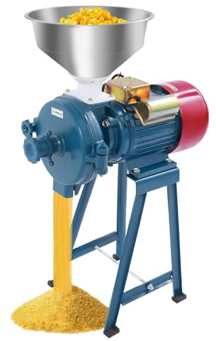 Molinillo de cereales eléctrico de 2200 W, para granos, maíz, paja y piensos, 54 kg/h, alto rendimiento con embudo de acero, 60 malla, 220 V, enchufe europeo