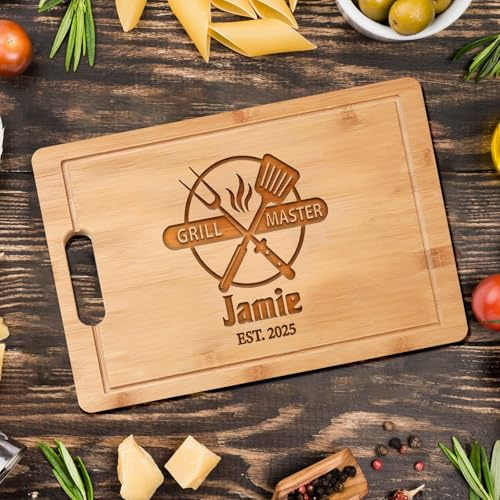 Planche à découper gravée sur mesure pour papa, grand-père, mari – Planche à charcuterie en bois personnalisée – Cadeau pour Noël, anniversaire, fête des pères