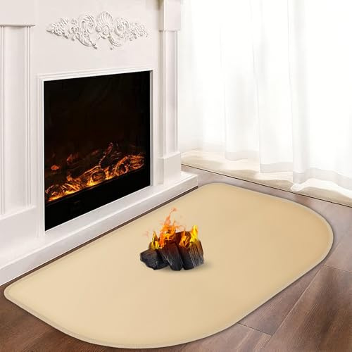 Khongoo Hearth - Alfombra ignífuga para chimenea, 60 x 40 cm, 1 mm, color | Alfombrilla ignífuga de 1000 °C para quemador de troncos, alfombrilla de fibra de vidrio que protege los suelos de las