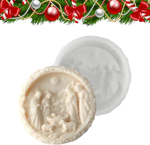 Molde De Silicona Para Belén Navideño,Molde Chocolate Nacimiento Jesus - 3D Para Manualidades De Navidad En Silicona Para Velas Yeso Fondant Resina Chocolate Jabón