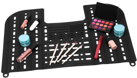 Couvercle de Lavabo de Salle de Bain Pliable en Silicone 55x43cm Noir | Tapis Maquillage pour Vasque, Drainage, Nettoyage Facile, Usage Routine Beauté