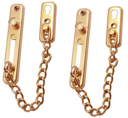Yardenfun 2 pièces Chaîne de Porte Acier Inoxydable Verrou Anti-vol avec Loquet de Sécurité Doré pour Protection Intérieure Maison